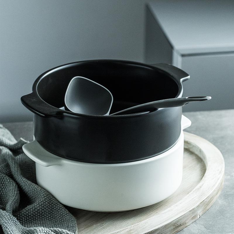 Nordic Creative Double-Ear Ceramic Soup Bowl