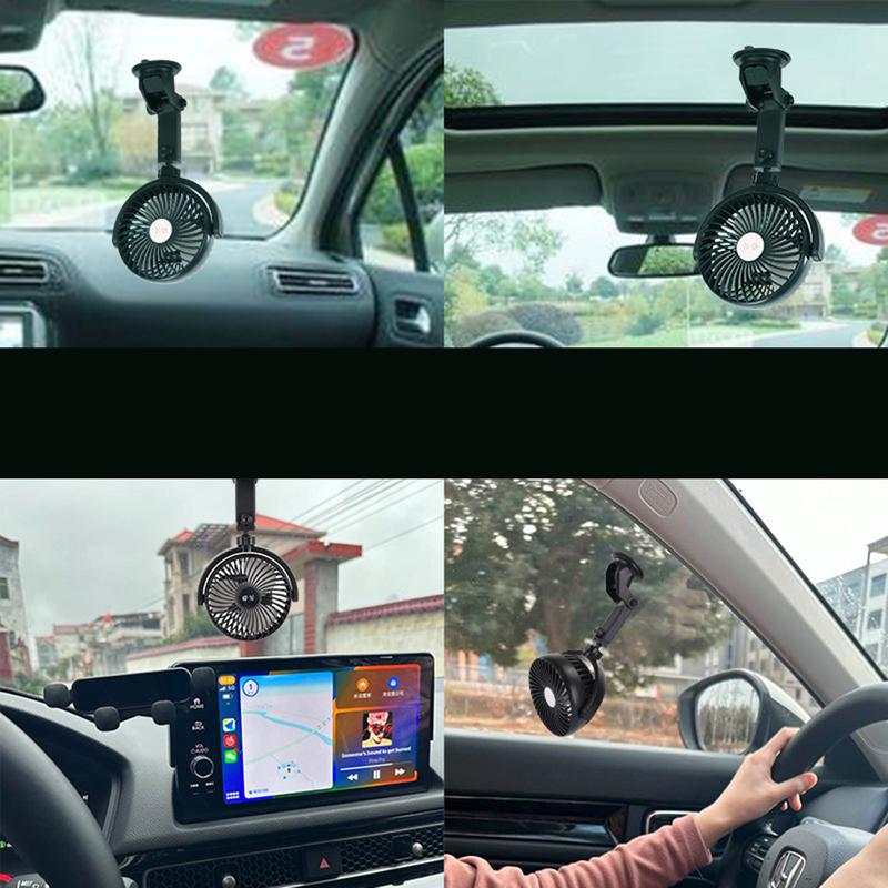 Battery Powered Fan For Car Rechargeable Fan Portable Rechargeable Quiet 360 Adjustable Suction Cup 3 Speed Ventilating Blower