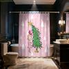 1 Stück rosa Cartoon Weihnachtsbaumdruck wasserdichte Duschabtrennung, Sichtschutz-Hängevorhang mit 12 Haken, mehrere Größen