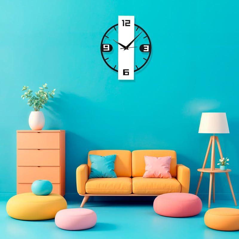Ceas de perete pentru casă, birou, sufragerie, dormitor, | Mare, elegant, ultimul decor pentru casă | (40 X 32 CM) | Alb și Negru (Baterie inclusă)