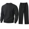 2025 Solid Color Sports Casual Jacquard Men's Warm Bottoming Shirt Sweater Pants Suit