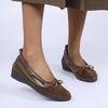 Fashion French Retro Bowknot Decoration Ballet Shoes Women 2025 Autumn Round Toe Wedge Heel Pumps Comfort Soft Sole Low Heel Pumps