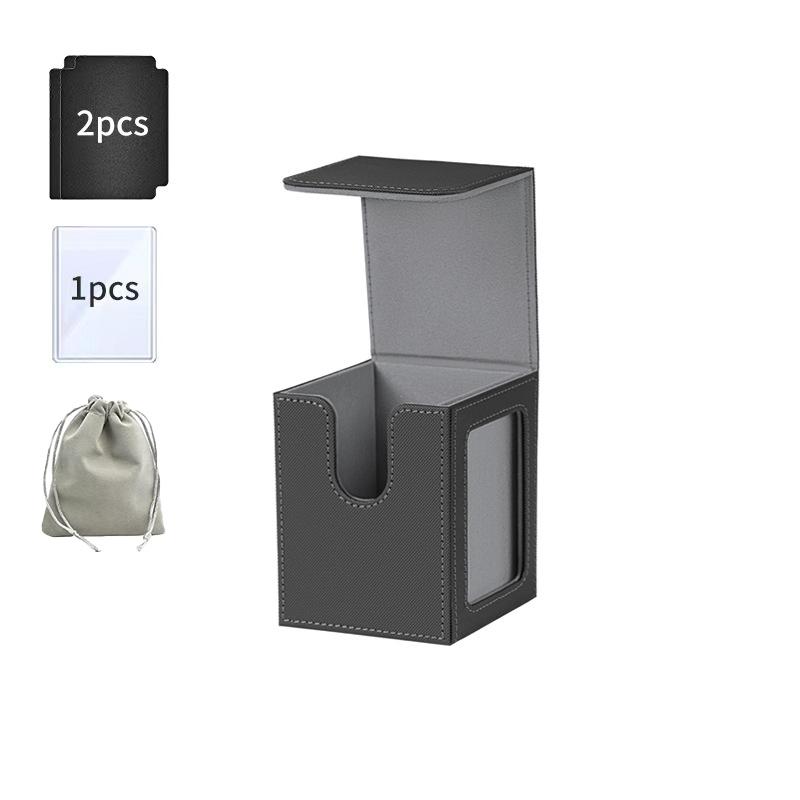 

TCG Card Deck Box Magnetic Card Storage Box Fit 100+ Double Sleeved MTG Card PU Leather Card Deck Case for PTCG Sports Cards черный серый