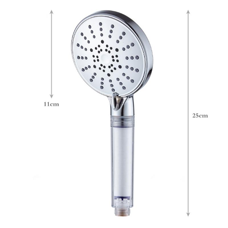 High Pressure 5 Functions Ionic Handheld Showerhead Bathroom PP Cotton Replacement Shower Head Filter (Silver,ABS Plastic) серебряный