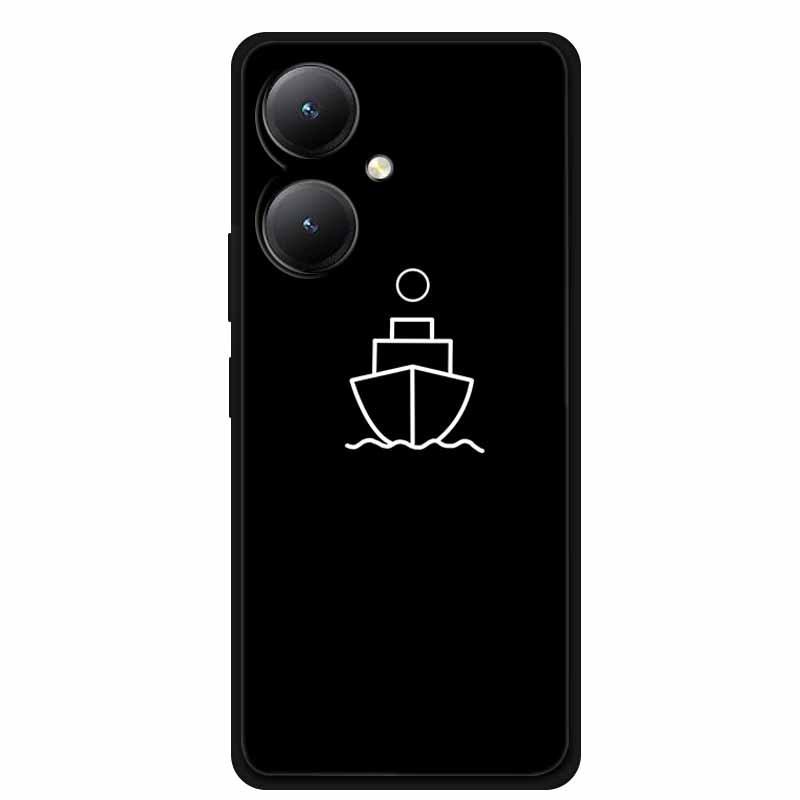Black TPU Soft Case for Y27 4G, Y35, Y35m+, Y55T 5G Phones - Cross-Line Design