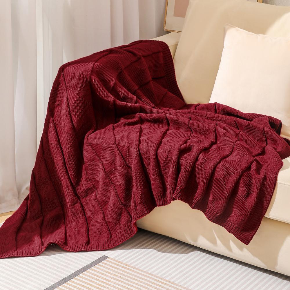 Stickad Pläd Filt för Soffa Soffa Säng Höst Lättviktig Mjuk Mysig Pläd Dekorativ