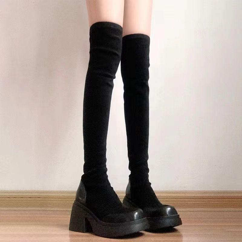 Fashion Stretch Women's New Skinny Over-the-Knee Boots Platform Thin Boots High Knight Boots