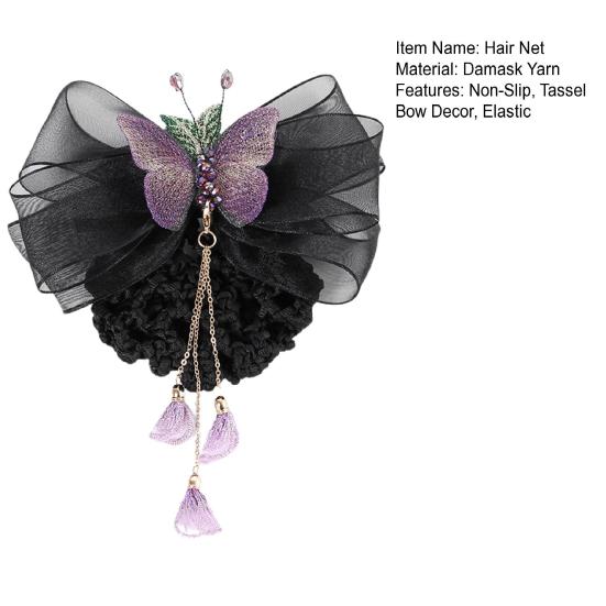 Hair Net Tassel Bow Decor Decoration Delicate Popular Flight Attendant Ribbon Bun Accessories