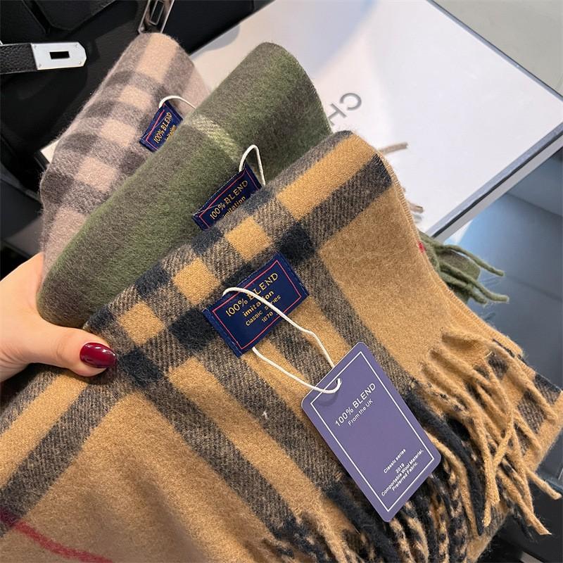 Classic British Plaid Scarf Men Women Soft Faux Cashmere Warm Winter Wrap 180x32cm Lightweight Chic Accessory