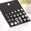 12 Pcs/Set Crystal Alloy Round Ball Gold Color Stud Earrings Vintage Silver Color Simulated Pearl Earring Set for Women