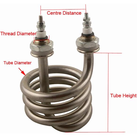 Spirálový ponorný ohřívač z nerezové oceli Železná hlava Topný prvek pro destilovanou vodu 220V 380V Joyous (Barva : 3000 W, Velikost : 110V)