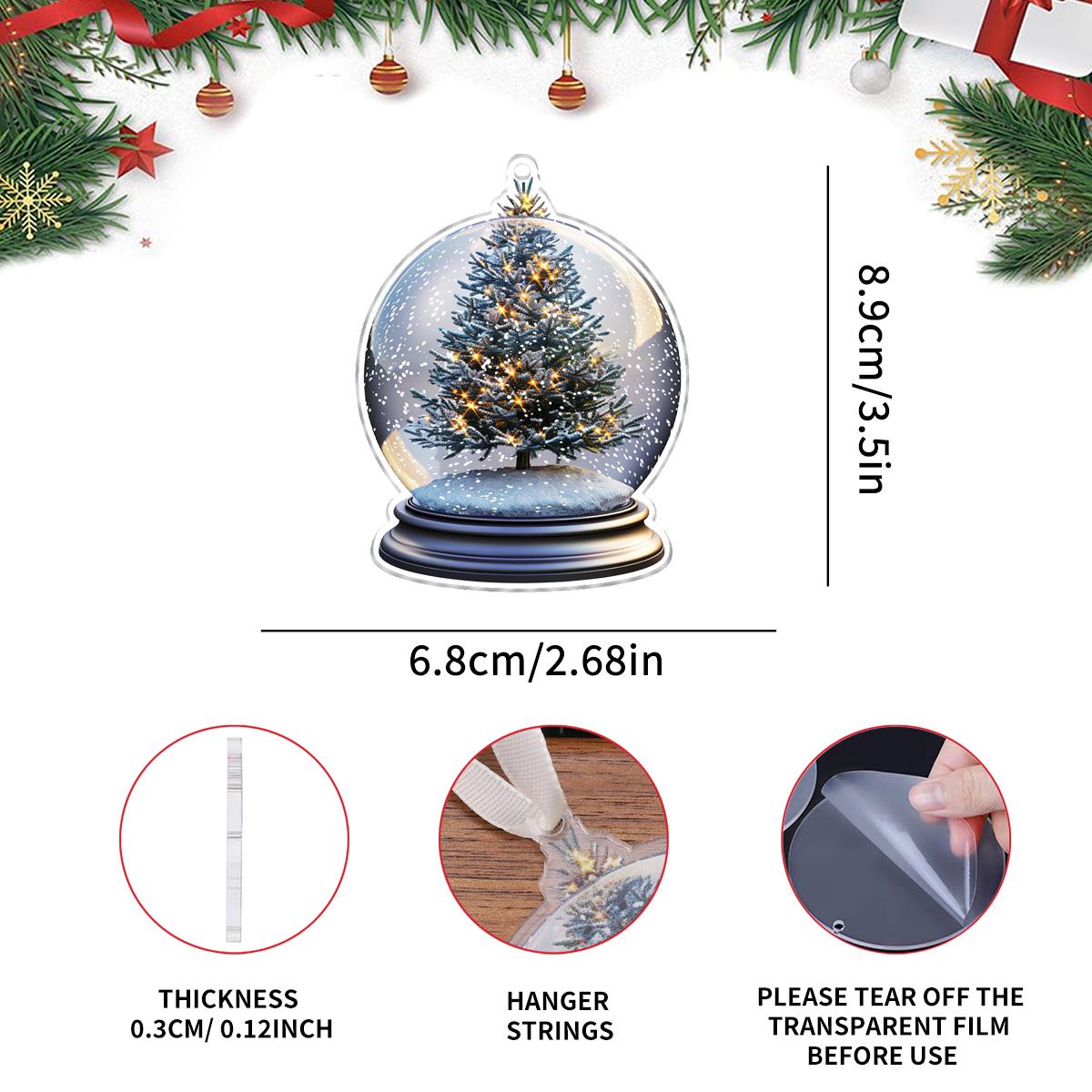 

Christmas Crystal Ball Hanging Decor 2D Flat Acrylic Santa Claus Xmas Tree Imitation Crystal Ball Pendant Ornament Gifts