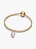 Pandora Sparkling Crescent Moon Dangle Charm – 14k Gold Plated & Iridescent Moonstone Crystal – 764275C01
