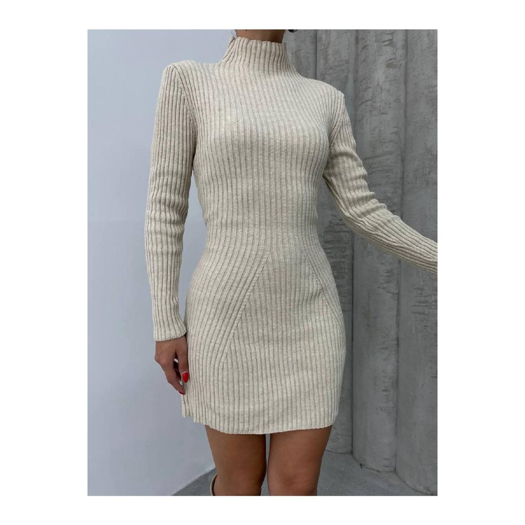 Women's Mini Corded Winter Claret Red Knitwear Dress