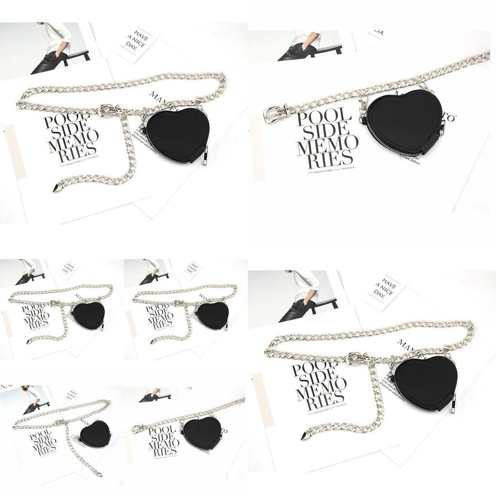 Fashion Metal Women Waist Chain With Detachable Heart Shaped Bag Pendant For Outdoor Wear
