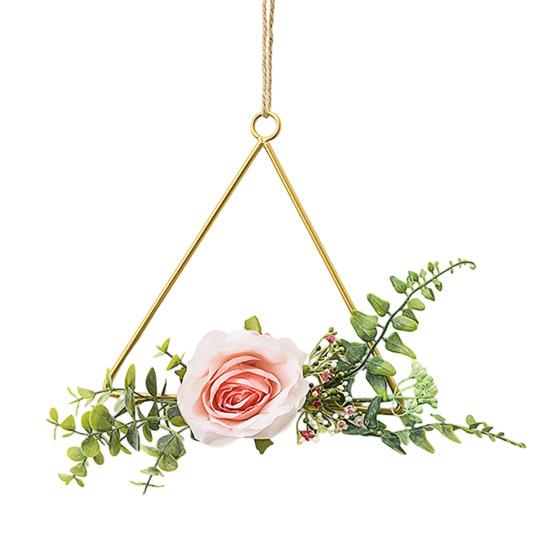 Yousheng Floral Hoop Wreath, Metal Wall Hanging with Flower Decor, Durable Wear-Resistant Floral Hoop Wreath, for Garden Balcony Windowsill