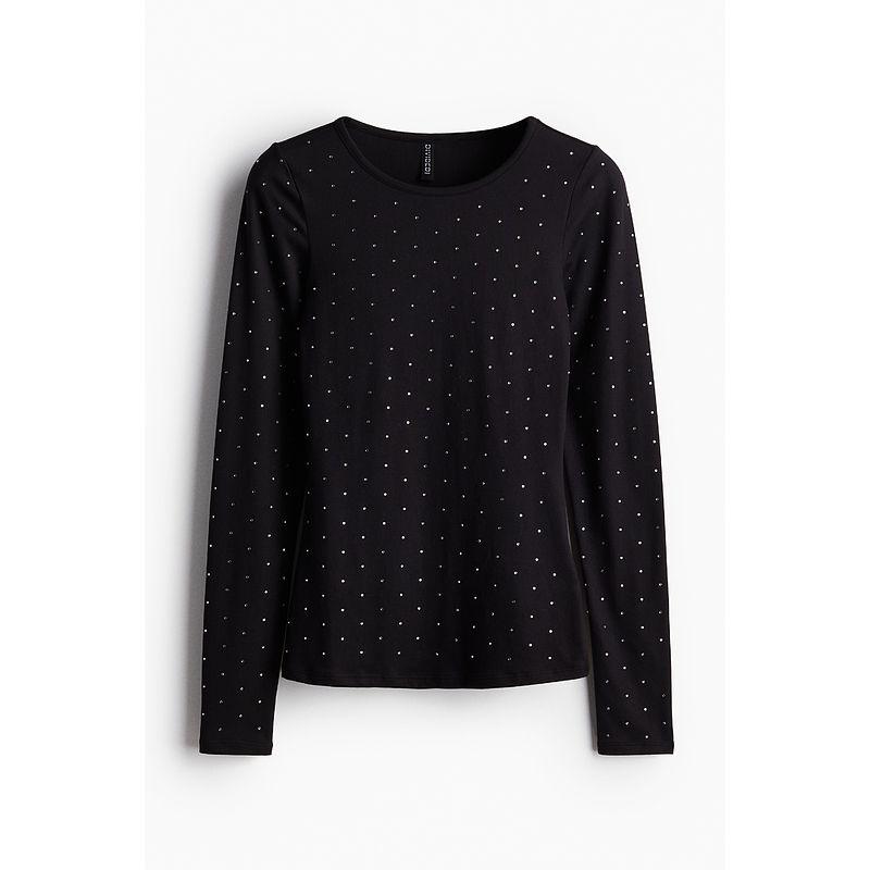 

HM Women s T-shirt Fall Fashion Casual French Silm Straight-leg Hem Underwear Crew Neck Long Sleeves Tops 1256471 Black 165/96(M)