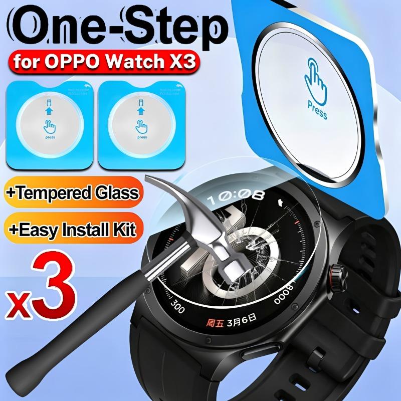 1/2/3Pcs Tempered Glass Screen Protectors with Easy Installation Kit for OPPO Watch X3 Smartwatch Anti-scratch Glass Films