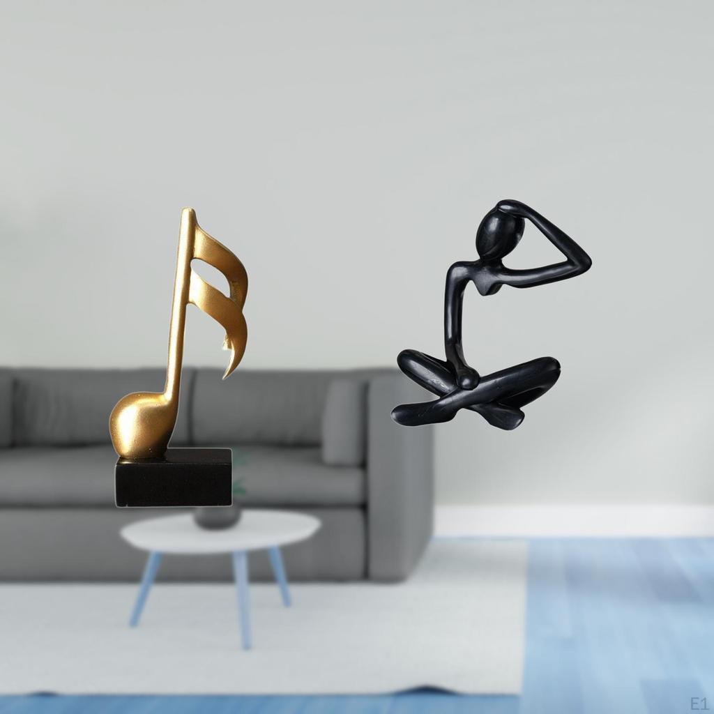 Creative Music Thinker Resin Sculpture Modern Tabletop Ornament for Desk Shelf Fireplace