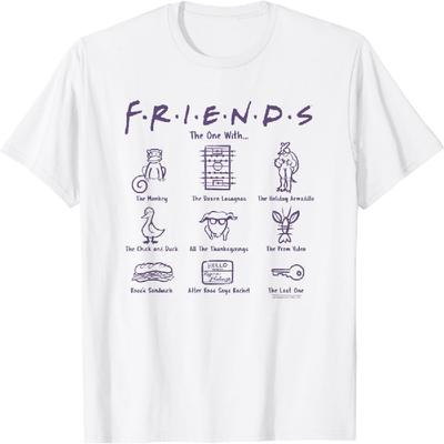 Friends Episode Icons T-Shirt, TV Friend Show Tshirt, Funny Stick Figure T Shirt Novelty Design Tee
