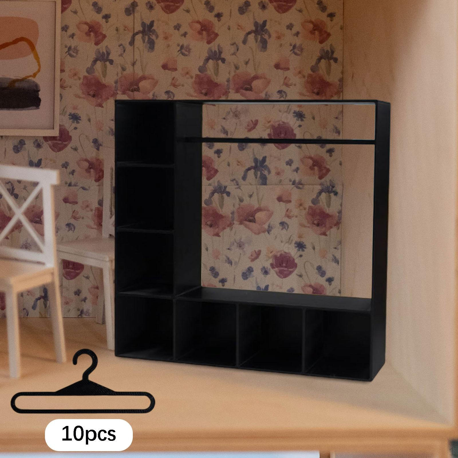 

Хранение одежды для кукол для фигурок Портативный миниатюрный мебельный шкаф Игрушка чёрный