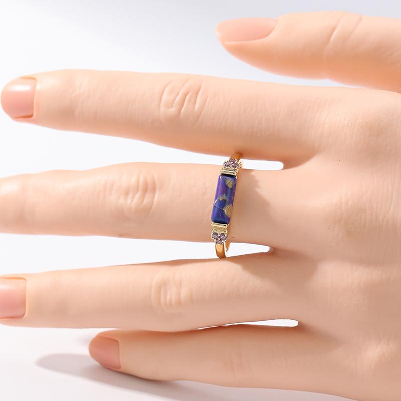 Vintage Inlaid Purple Stone Women's Ring Ethnic Gold Color Hand Carving Daily Wear Party Jewelry Anniversary Gift