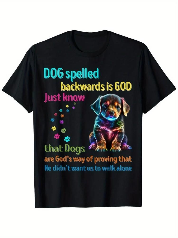 Черная футболка из 100% хлопка с надписью  Dog  наоборот -  God , односторонняя печать 3XL
