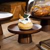 Japanese Style Acacia Wood Cake Stand - High-Footed Dessert Tray and Snack Plate for Living Room Display