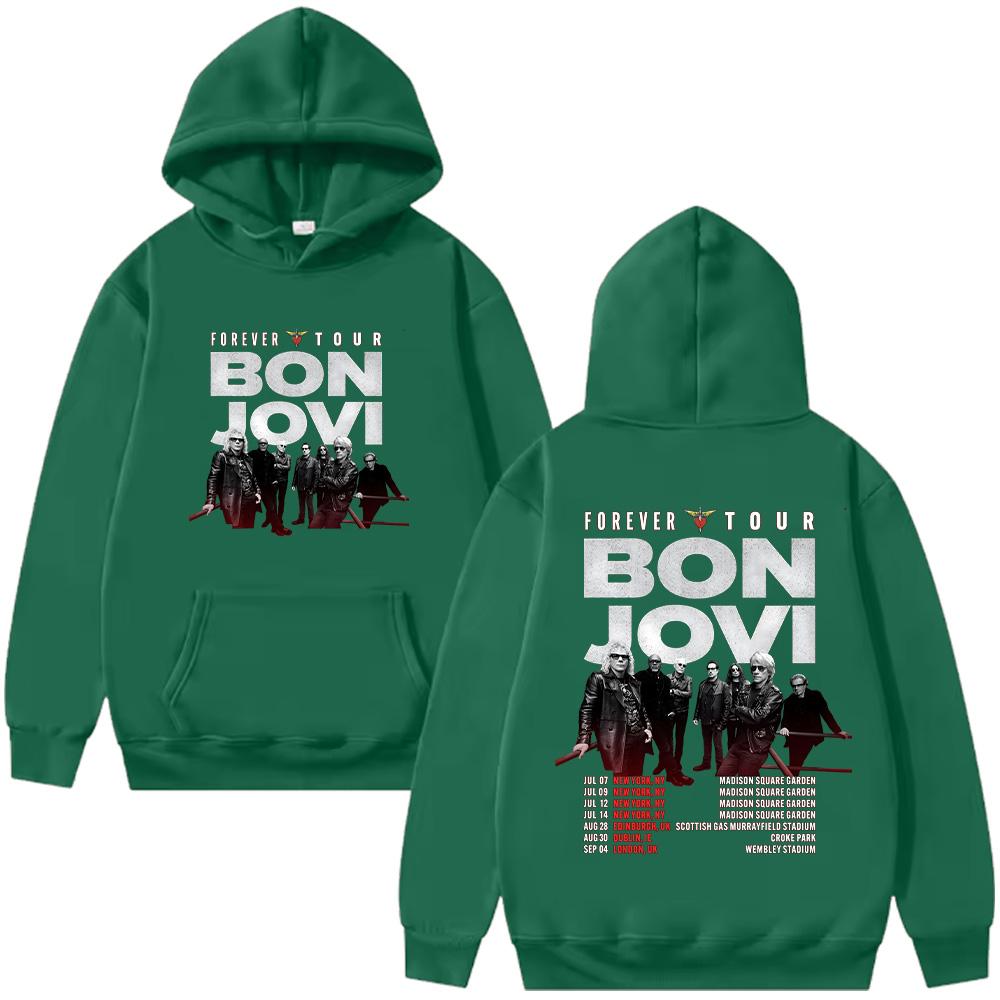 

Худі гурту Bon Jovi Bon Jovi Forever Tour Графічний одяг Унісекс Вуличний стиль Пуловери з довгим рукавом Вуличний худі XS темно-зелений колір