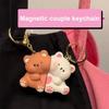 Love Bear Keychain Cartoon Bear Hug Theme Magnetic Keychain Set for Couples Resin Material Bag Decoration Birthday Gift Idea