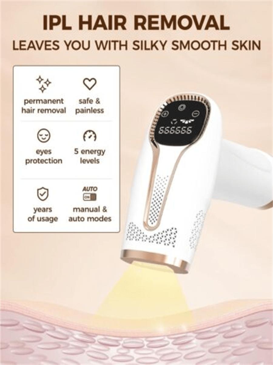 

04 Painless IPL Hair Removal Epilator for Women And Men - 3-in-1 Home Permanent Laser Device with 5 Levels 999990 Flashes for Fu UK Plug білий