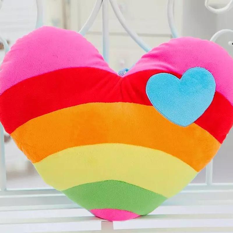 40X35Cm Rainbow Heart Plush Pillow Stuffed Colorful Sweet Cushion Sofa Chair Home Decoration Halloween'S Day Gift