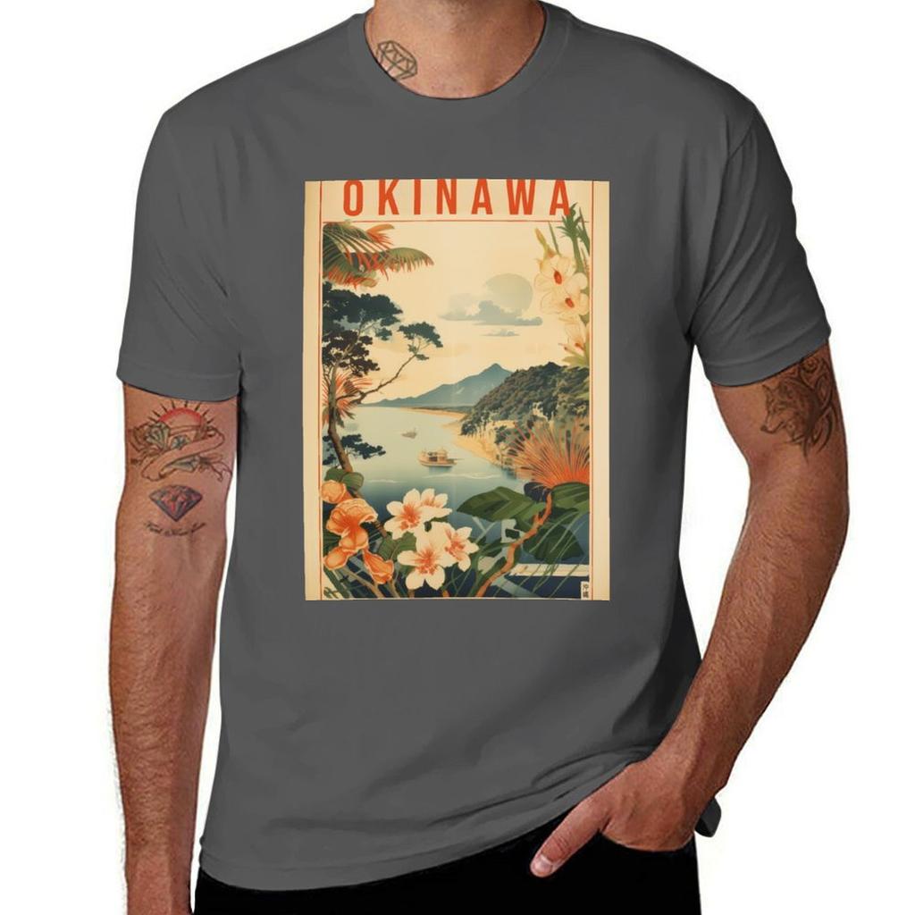 Retro Okinawa TShirt Trendy Print Short Sleeve TShirt