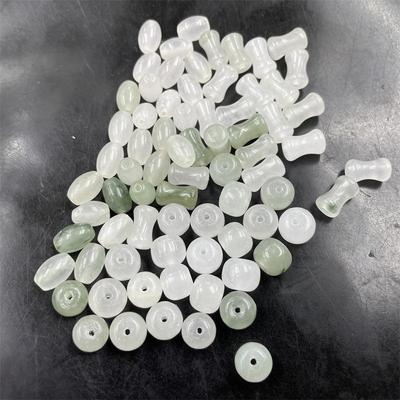 Tianshan Green and White Corn Bamboo Abacus Style Jade Beads