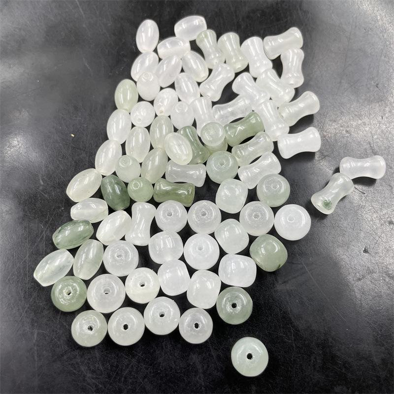 Tianshan Green and White Corn Bamboo Abacus Style Jade Beads Old Style Beads ~7*8mm