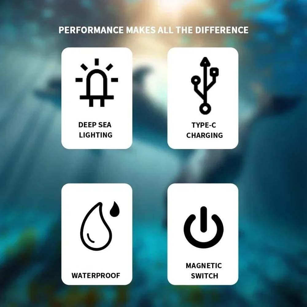 Magnetic Switch Diving Headlamp 1200mAh Underwater Headlight Head Mounted Mining Lamp  Tent