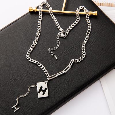 New Letter H Necklace Fashion Cool Wind All-match Simple High-end Design Sweater Chain Jewelry
