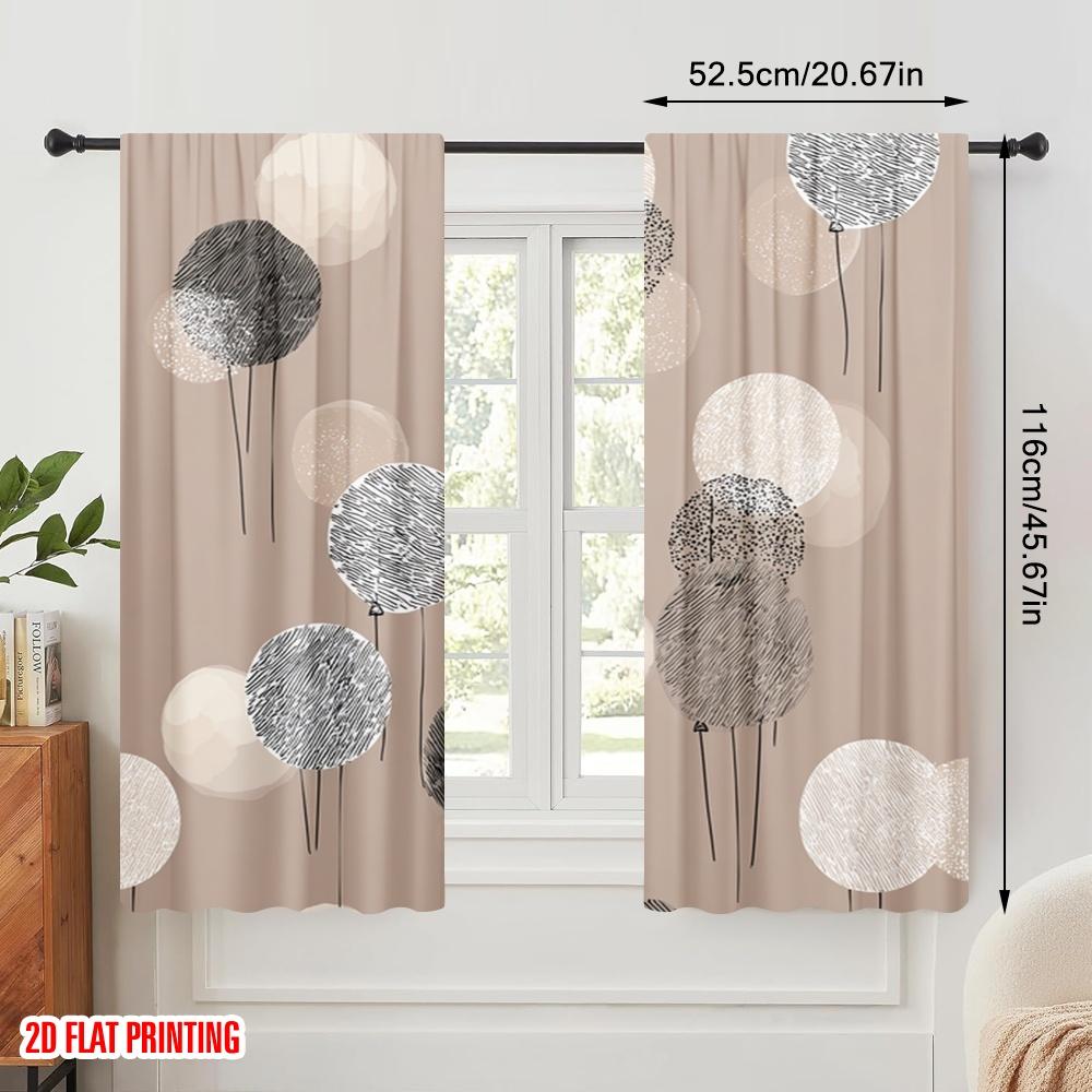 2pcs,2D plane printing Minimalist Curtains Abstract Circle Fusion 100% Polyester (without rod) Art Deco Festive Perfect for