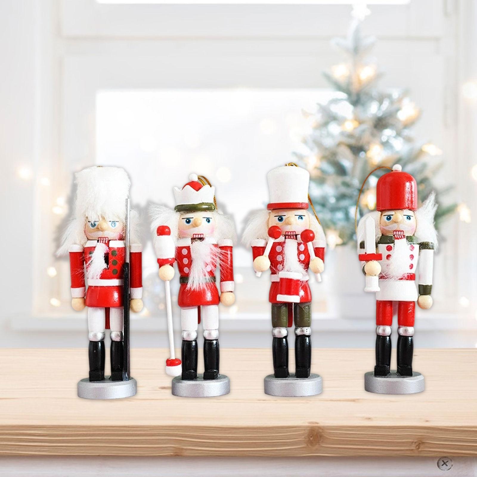 

4Pcs Christmas Nutcracker Ornaments Collectibles Arts Crafts Christmas Decoration Nutcracker Figurines for Office Shelf Festival