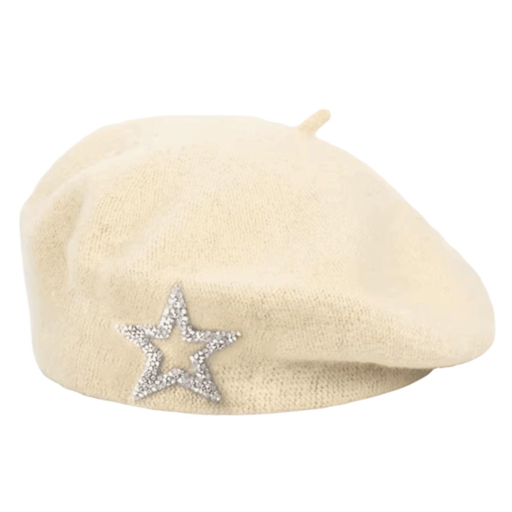Five-Pointed Star Knitted Painter Hat Soft Beanie Cap Streetwear Wool Beret Autumn