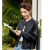 New small stand-up collar simple wind locomotive suit leather jacket short jacket women's autumn and winter loose casual PU fashion versatile