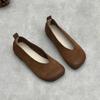 Johnature Echte Leder Flache Slip-on Schuhe Lässige Quadratische Zehenpartie Bequeme Weiche Sohle Damen Flats