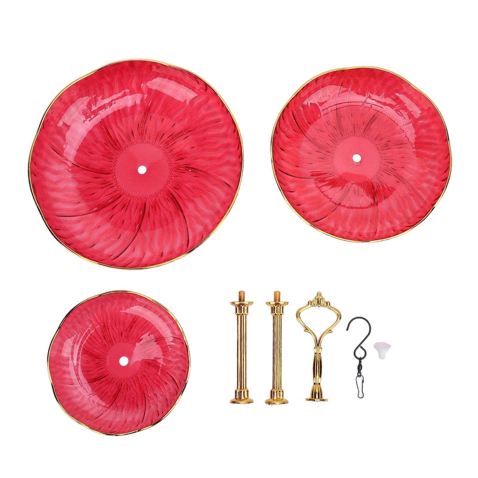 

3-х уровневая подвесная кормушка для птиц, акриловая подвесная чаша, поддон для купания птиц с крючком для подвешивания для сада красный