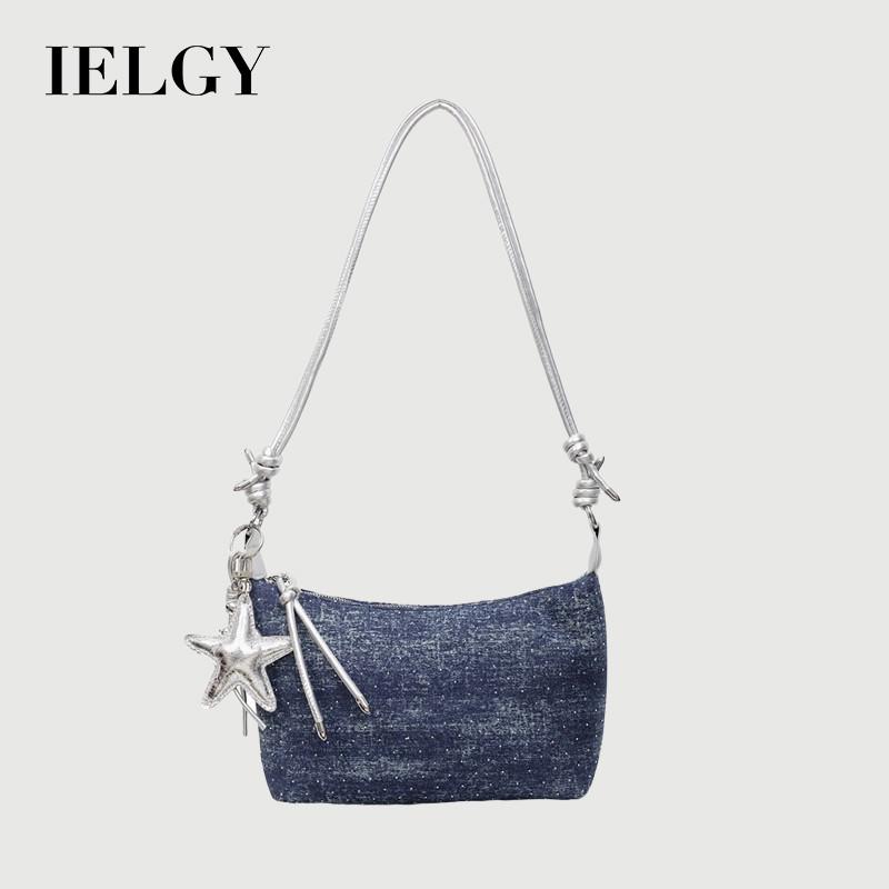 IELGY Ladies Messenger Bag Denim Large Capacity Summer All-Match Casual Underarm Dumpling Bag
