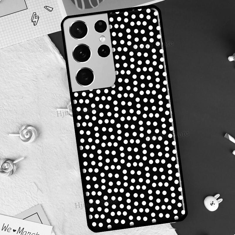 Black And White Polka Dot Case For Samsung Galaxy S21 S22 Ultra Note 20 S8 S9 S10 Note 10 Plus S20 FE Phone Cover