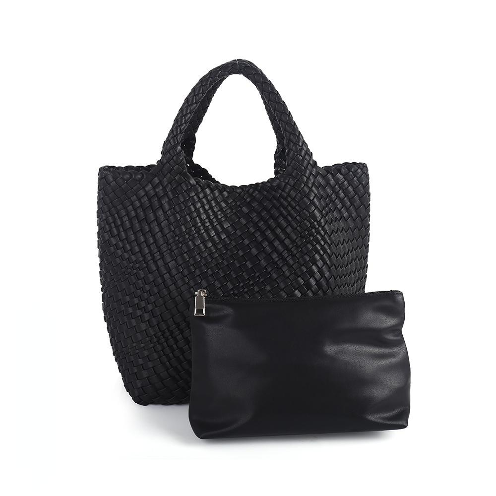 

Тканые сумки-тоут женские кожаные большие сумки через плечо повседневная женская сумка ручной работы (20cm<Max Length<30cm) чёрный