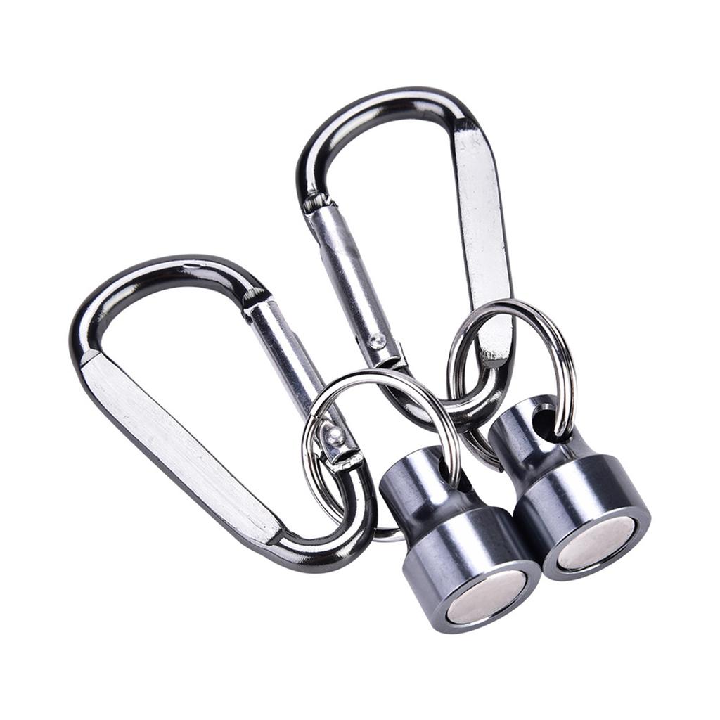 Magnet Buckle Fly Fishing Magnetic Net Release Clip Hanging Holder Lanyard Clip(Double, Silver)