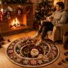 Winter Welcome Mat 3D Christmas Round Rug, Optical Illusion Area Santa Claus Deep Hole Festive Indoor Floor Prints, Non-slip Rug for Entrance