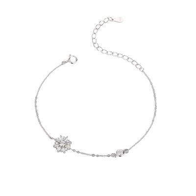 S925 Sterling Silver Japanese and Korean Niche Design Zircon Snowflake Bracelet Light Luxury Fashion Bracelet Trend