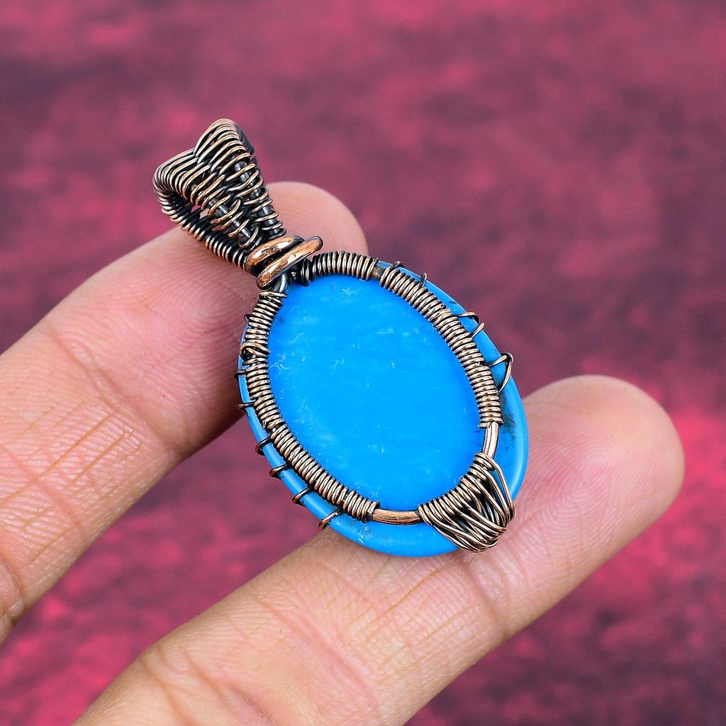 Tree Of Life Sleeping Beauty Turquoise Pendant Gemstone Jewelry  Copper Wire Wrapped Decent Jewelry